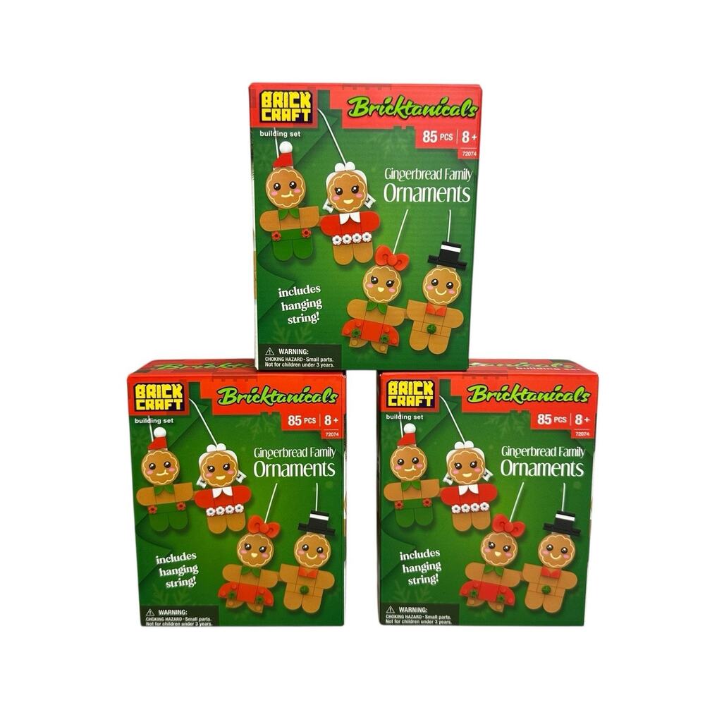 BrickCraft Gingerbread Family Ornaments 85 Piece Brick Building Set Lot of 3